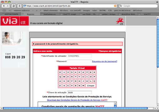 Activação do registo no ViaCTT