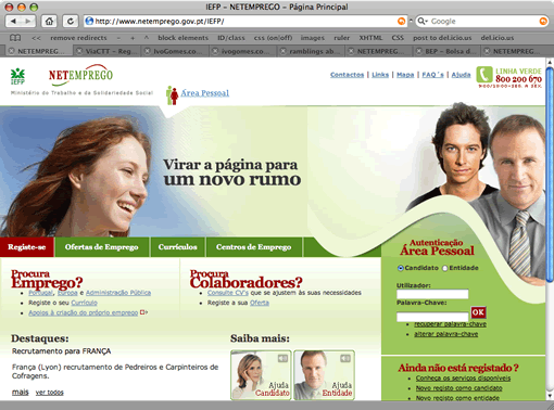 Página inicial do NetEmprego