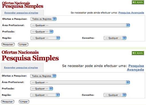 Tamanho do texto: normal vs. aumentado