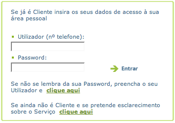 Login no site 1820.pt