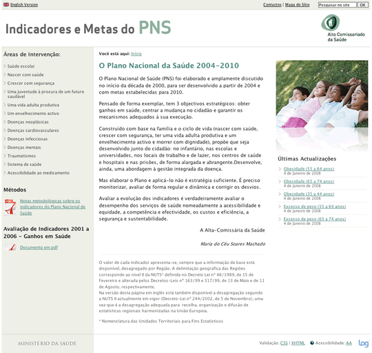 Metas e Indicadores do Plano Nacional de Saúde