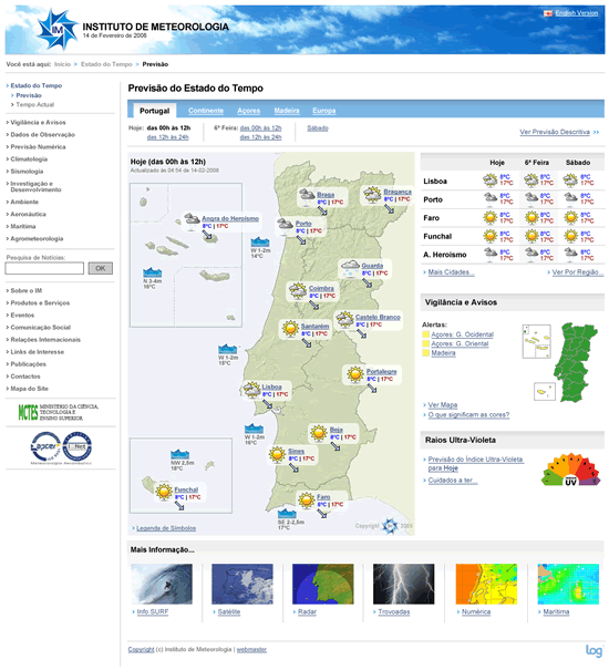 meteo2 Maquete proposta para o website do Instituto de Meteorologia