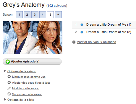 MyTVShows em Francês
