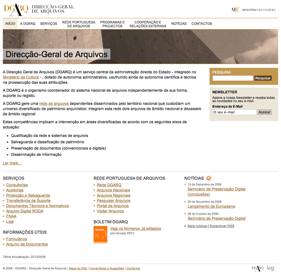 Direcção Geral de Arquivos - Página Inicial